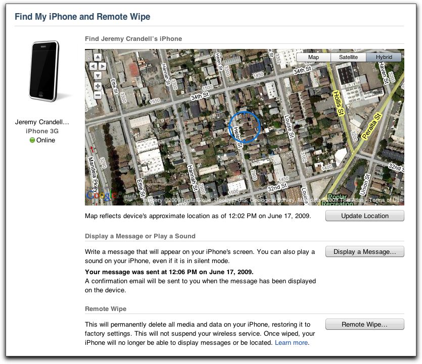 MobileMe Find My iPhone 